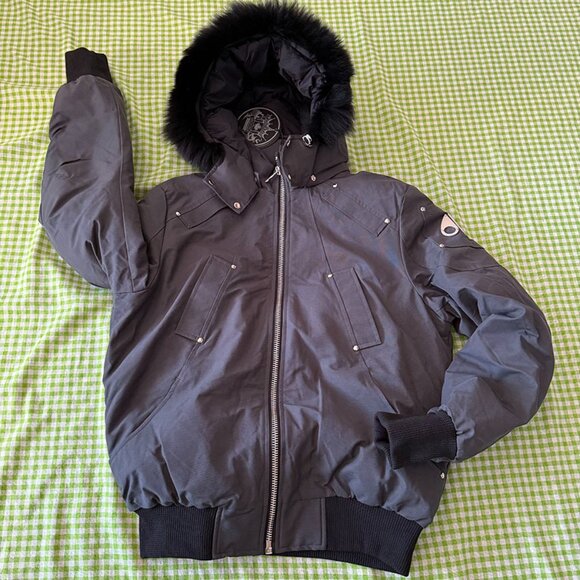 Moose Knuckles Black Ballistic Bomber Jacket